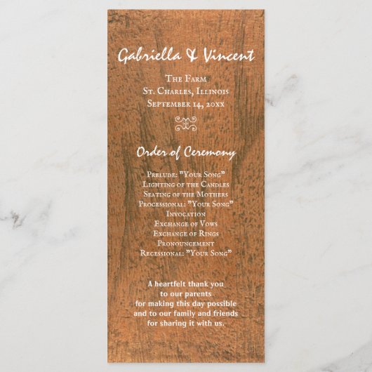 Rustisch Western weddenschap tussen landen Programmakaart (Achterkant)