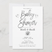 Rustisch White Barn Wood Silver Baby shower Kaart (Voorkant)