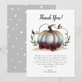 Rustisch White Gold Little Pumpkin-Baby shower Bedankkaart (Voorkant / Achterkant)