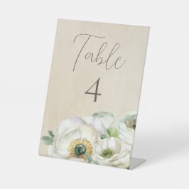 Rustisch White Ranunculus Wedding Table Number Reclamebord Met Voetstuk