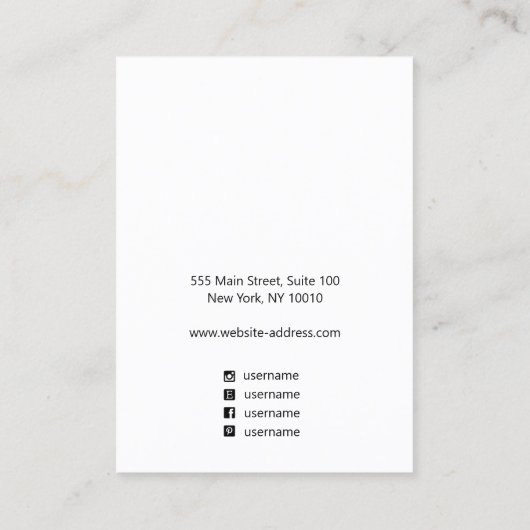 Rustisch White Wood Earring Display Visitekaartje (Achterkant)