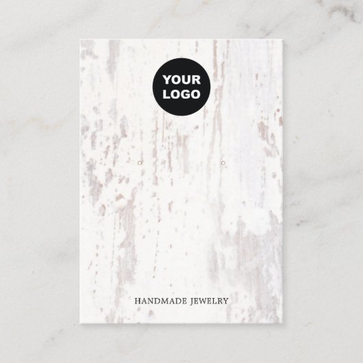 Rustisch White Wood Earring Display Visitekaartje (Voorkant)