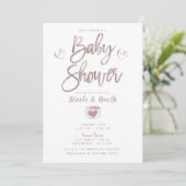Rustisch White Wood Roos Gold Pink Baby shower Kaart (Staand voorkant)