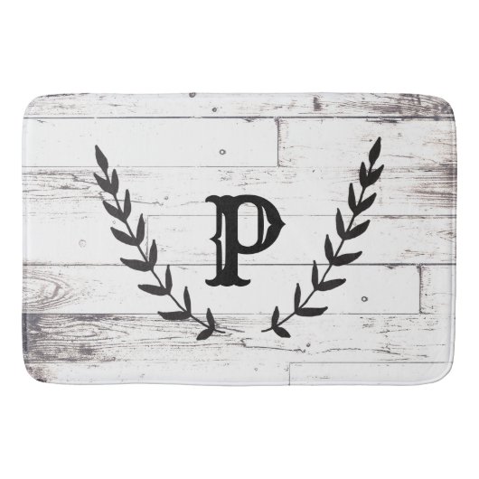 Rustisch White Wood Shabby Chic Laurel Land Badmat (Voorkant)