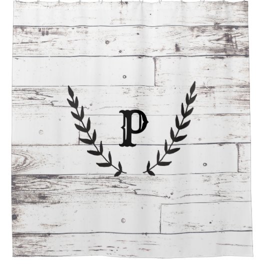 Rustisch White Wood Shabby Chic Laurel Land Douchegordijn (Voorkant)