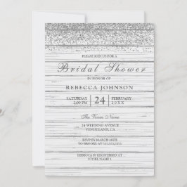 Rustisch White Wood Silver Glitter Vrijgezellenfee Kaart