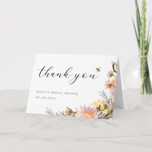 Rustisch Wildbloem en Vrijgezellenfeest voor het a Bedankkaart (Voorkant)