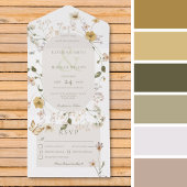 Rustisch Wildbloem Ovaal Lijst Wit diner All In One Uitnodiging