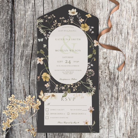 Rustisch Wilde Lijst Ovaal Zwarte Dinner All In One Uitnodiging