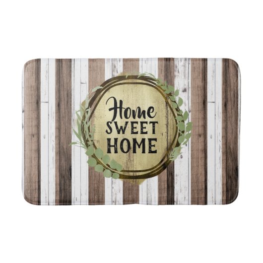 Rustisch wit en bruin hout botanische schuur badmat (Voorkant)