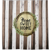 Rustisch wit en bruin hout botanische schuur douchegordijn (Voorkant)