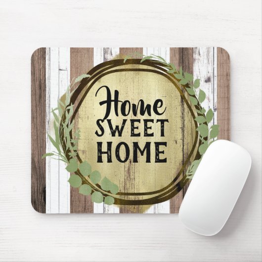 Rustisch wit en bruin hout botanische schuur muismat (Met muis)