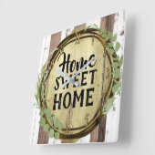 Rustisch wit en bruin hout botanische schuur vierkante klok (Hoek)