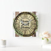 Rustisch wit en bruin hout botanische schuur vierkante klok (Huis)