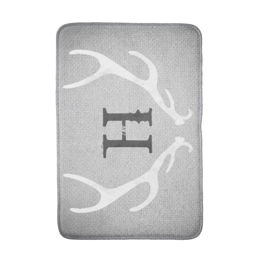 Rustisch Wit en Grijs Der Antlers Burlap Land Badmat (Voorkant Verticaal)