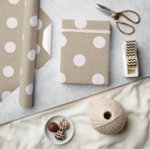 Rustisch wit flesje Burlap Polka dot Pattern Cadeaupapier