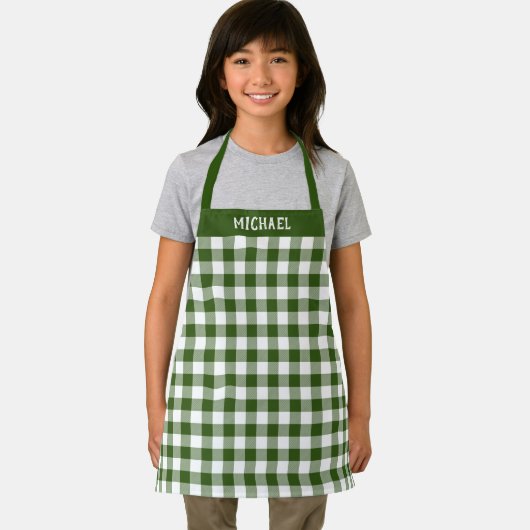 Rustisch wit groen buffelpatroon, aangepast schort (Insitu)