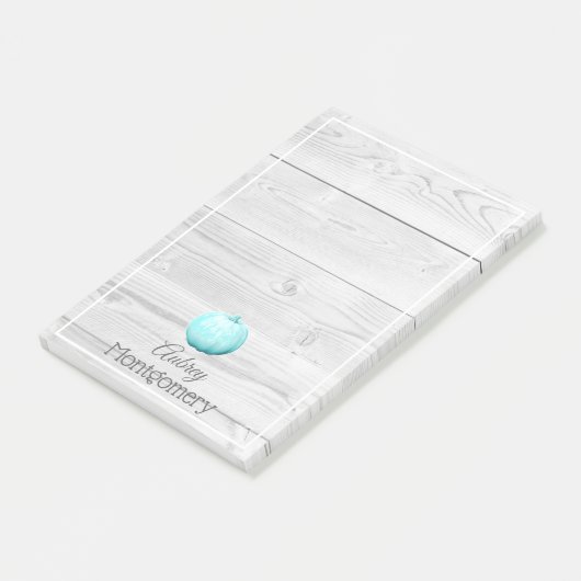 Rustisch wit hout en blauw pompoen | Gepersonalise Post-it® Notes (Schuin)