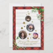 Rustisch wit hout en kerstboom 4 Foto Feestdagenkaart (Voorkant)