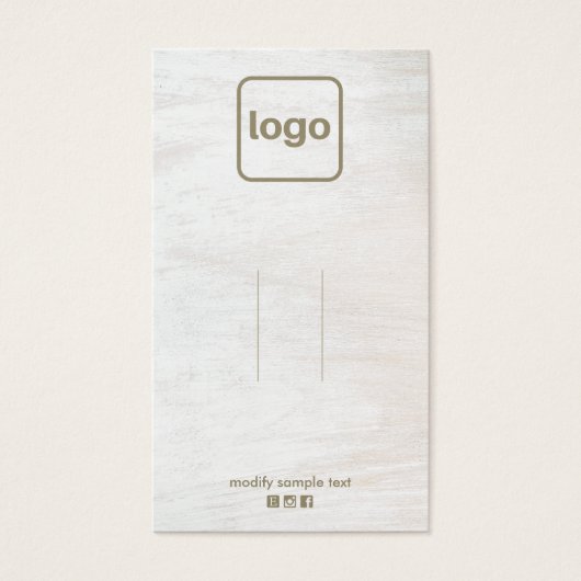 Rustisch wit hout Logo klemscherm toevoegen Visitekaartje (Voorkant)