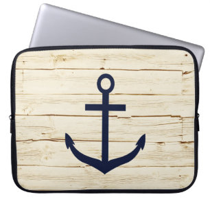 Rustisch wit hout met Anchor Laptop Sleeve