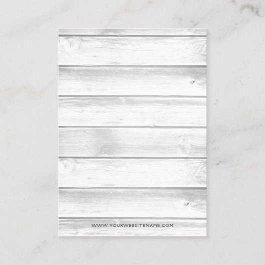 Rustisch wit hout met witte barn dat juwelen laat  visitekaartje (Achterkant)