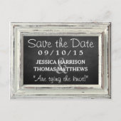 Rustisch wit Lijst en Chalkboard Wedding Collectie Aankondigingskaart (Voorkant)
