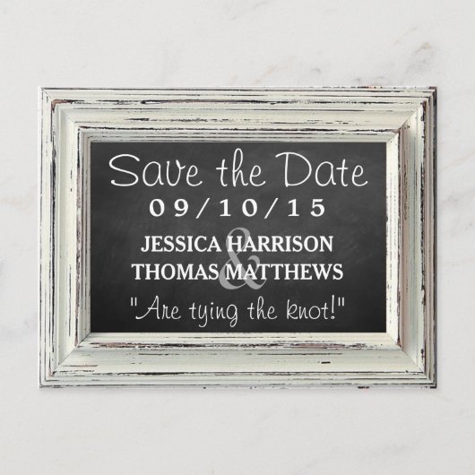 Rustisch wit Lijst en Chalkboard Wedding Collectie Aankondigingskaart (Voorkant)