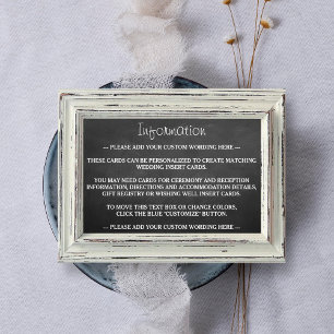 Rustisch wit Lijst en Chalkboard Wedding Collectie Informatiekaartje
