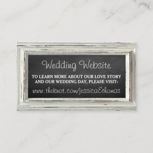 Rustisch wit Lijst en Chalkboard Wedding Collectie Informatiekaartje (Voorkant)