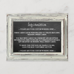 Rustisch wit Lijst en Chalkboard Wedding Collectie Informatiekaartje