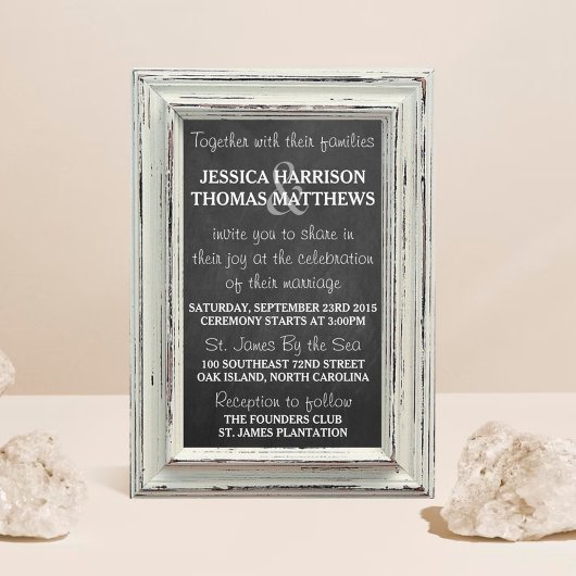 Rustisch wit Lijst en Chalkboard Wedding Collectie Kaart