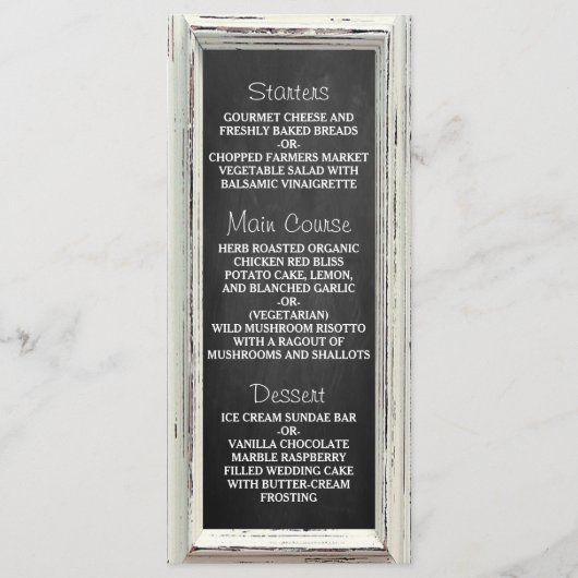 Rustisch wit Lijst en Chalkboard Wedding Collectie Menu (Voorkant)