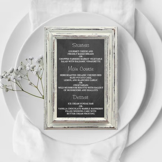 Rustisch wit Lijst en Chalkboard Wedding Collectie Menu