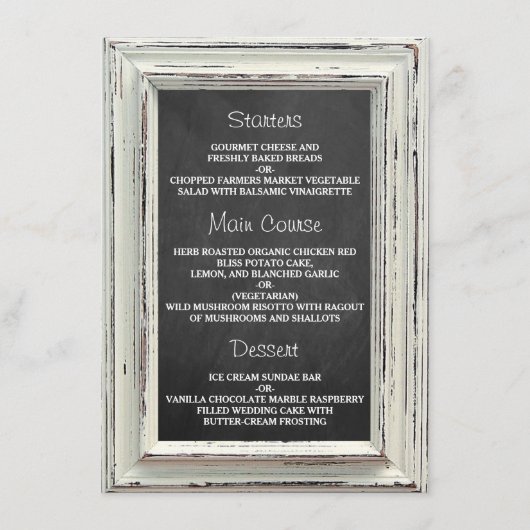 Rustisch wit Lijst en Chalkboard Wedding Collectie Menu (Voorkant)