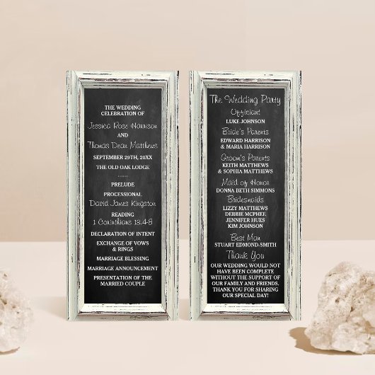 Rustisch wit Lijst en Chalkboard Wedding Collectie Programmakaart