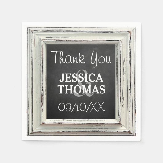 Rustisch wit Lijst en Chalkboard Wedding Collectie Servet (Voorkant)