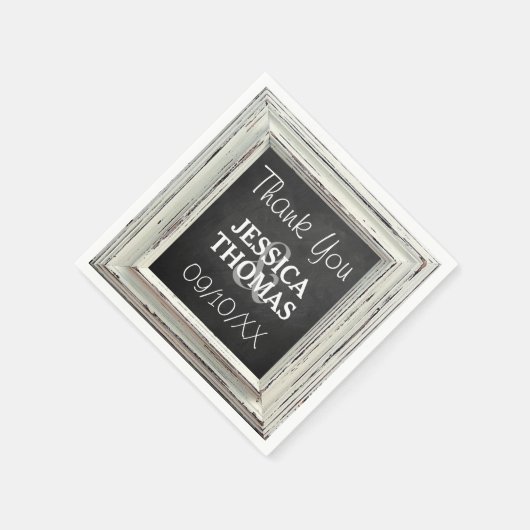 Rustisch wit Lijst en Chalkboard Wedding Collectie Servet (Hoek)