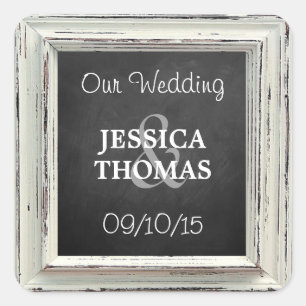 Rustisch wit Lijst en Chalkboard Wedding Collectie Vierkante Sticker