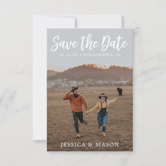 Rustisch Wit sparen de Kaart van de Datum - sparen (Voorkant)