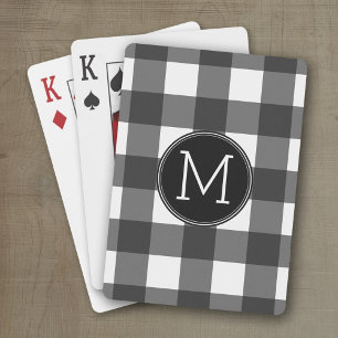 Rustisch wit zwart buffel speldenpatroon monogram pokerkaarten