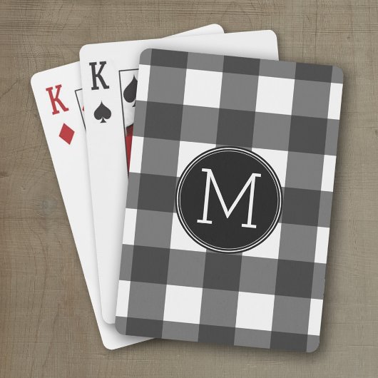 Rustisch wit zwart buffel speldenpatroon monogram pokerkaarten