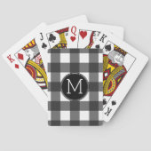 Rustisch wit zwart buffel speldenpatroon monogram pokerkaarten (Achterkant)