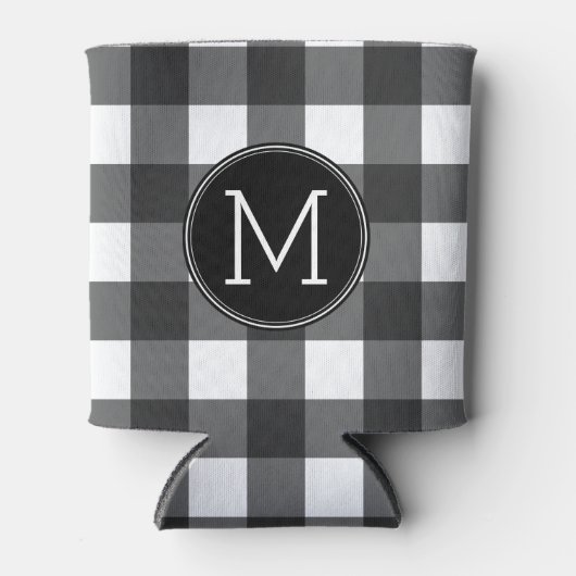 Rustisch wit zwart buffelmonogram blikjeskoeler (Voorkant)