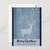 Rustisch Wood Blue Reindeer Country Kerstmis Briefkaart (Voorkant / Achterkant)