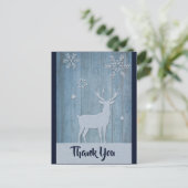 Rustisch Wood Blue Reindeer Country Kerstmis Briefkaart (Staand voorkant)
