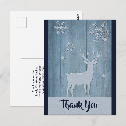 Rustisch Wood Blue Reindeer Country Kerstmis Briefkaart (Voorkant / Achterkant)
