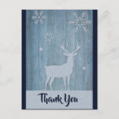 Rustisch Wood Blue Reindeer Country Kerstmis Briefkaart (Voorkant)