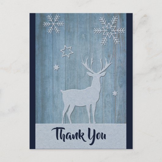 Rustisch Wood Blue Reindeer Country Kerstmis Briefkaart (Voorkant)