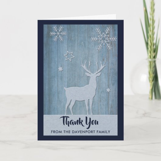 Rustisch Wood Blue Reindeer Country Kerstmis Kaart (Voorkant)